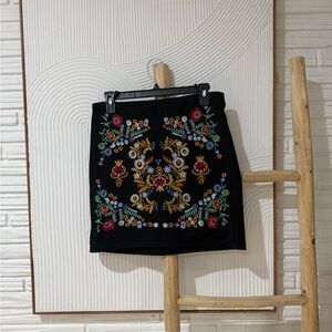 SHEIN Black Skirt with Colorful Embroidery